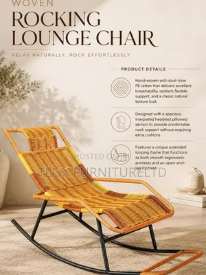 Rattan Style Rocking Chair With Footrest - Hand-Woven
