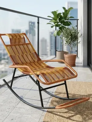 Rattan Style Rocking Chair With Footrest - Hand-Woven