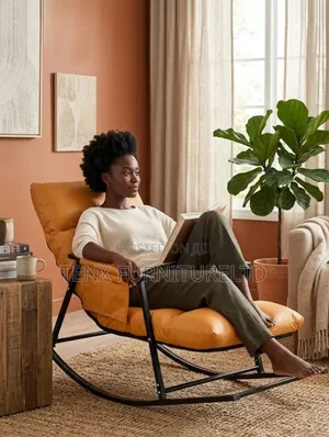 Padded Rocking Chair With Footrest Indoor Outdoor Lounge