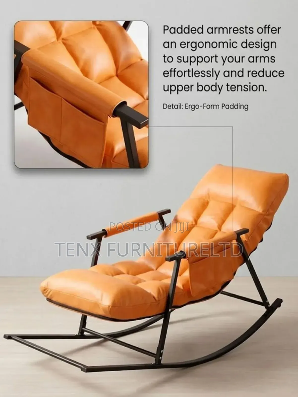 Padded Rocking Chair With Footrest Indoor Outdoor Lounge