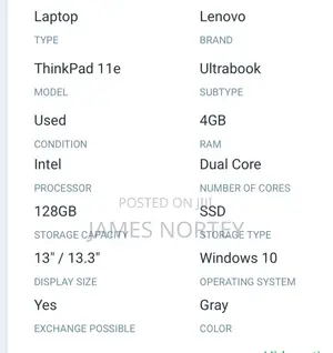 Laptop Lenovo ThinkPad 11e 4GB Intel SSD 128GB