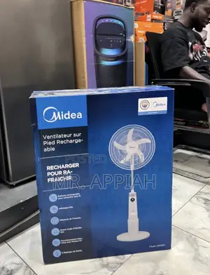 Efficient Latest Midea 18 Inch Rechargeable Standing Fan(White)