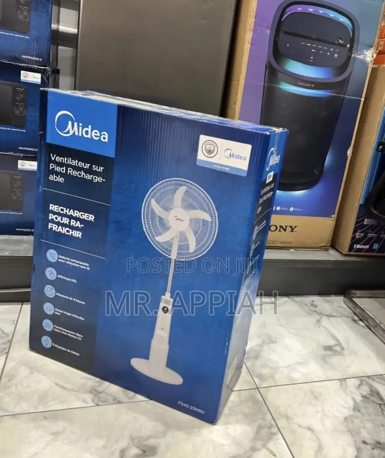 Latest Classic Midea Rechargeable Standing Fan(18”)Remote.