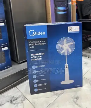 Extremely Classic Midea 18” Rechargeable Standing Fan(White).