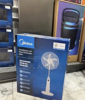 Efficient Classic Midea 18” Rechargeable Standing Fan(White)