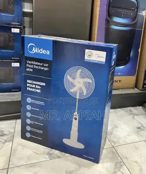 Efficient Classic Midea 18” Rechargeable Standing Fan(White)