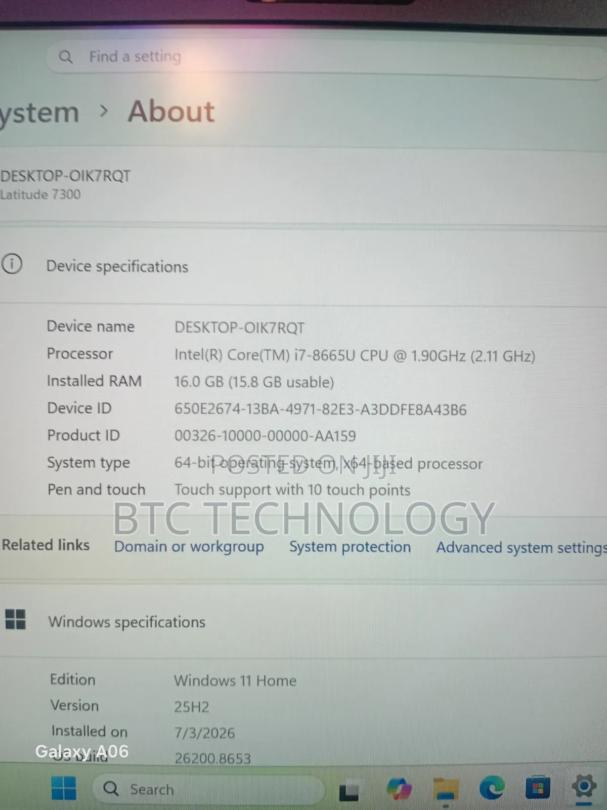 Laptop Dell Latitude 7300 16GB Intel Core i7 SSD 256GB