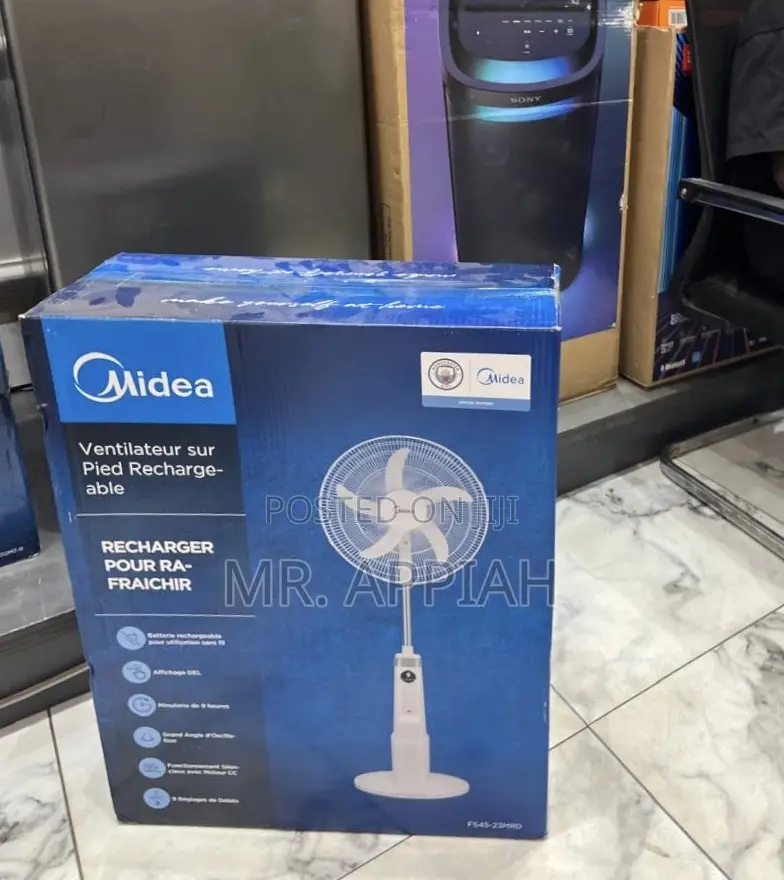 Quiet Operating Midea 18 Inches Rechargeable Standing Fan 