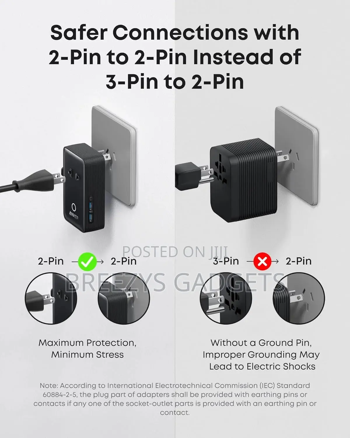 Anker Nano Travel Adapter (5-in-1, 20W, 1-Pack)