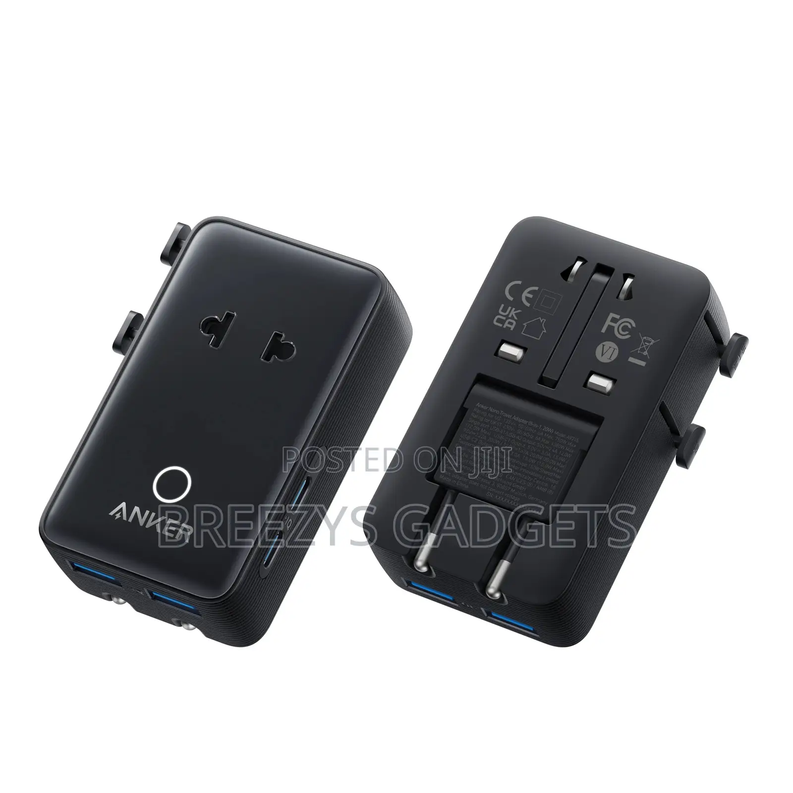 Anker Nano Travel Adapter (5-in-1, 20W, 1-Pack)