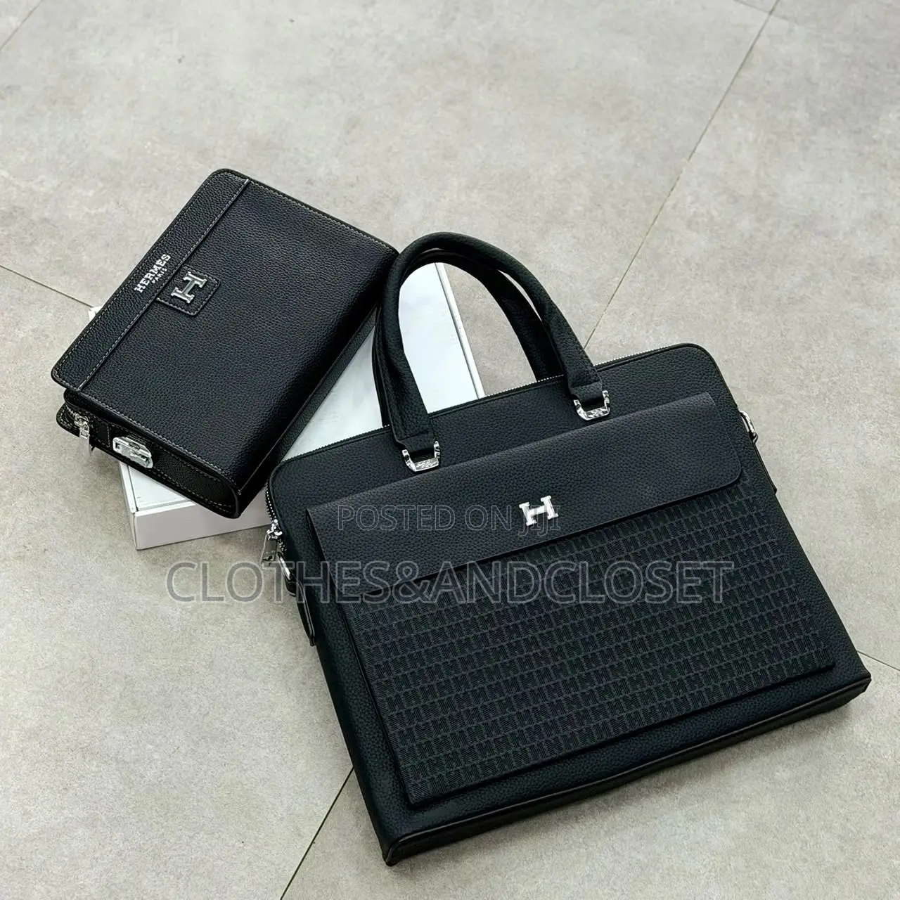 Hermès Men's Textured Leather Briefcase and Laptop Bag