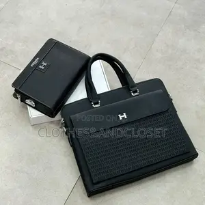 Hermès Men's Textured Leather Briefcase and Laptop Bag