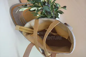 Two-Tone! Straw Hat and Straw Bag Two-Piece Set Sun Hat Large