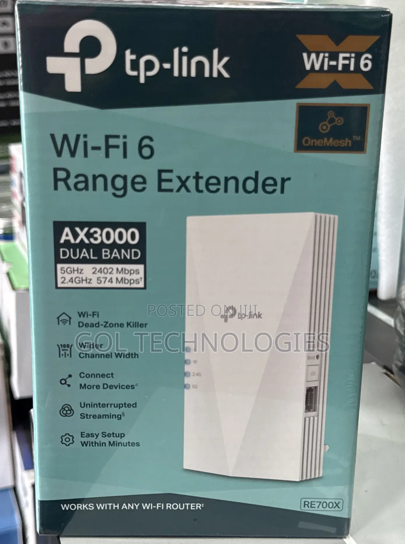 TP-Link Wifi6 Range Extender Ax3000 Dual Band Re700x