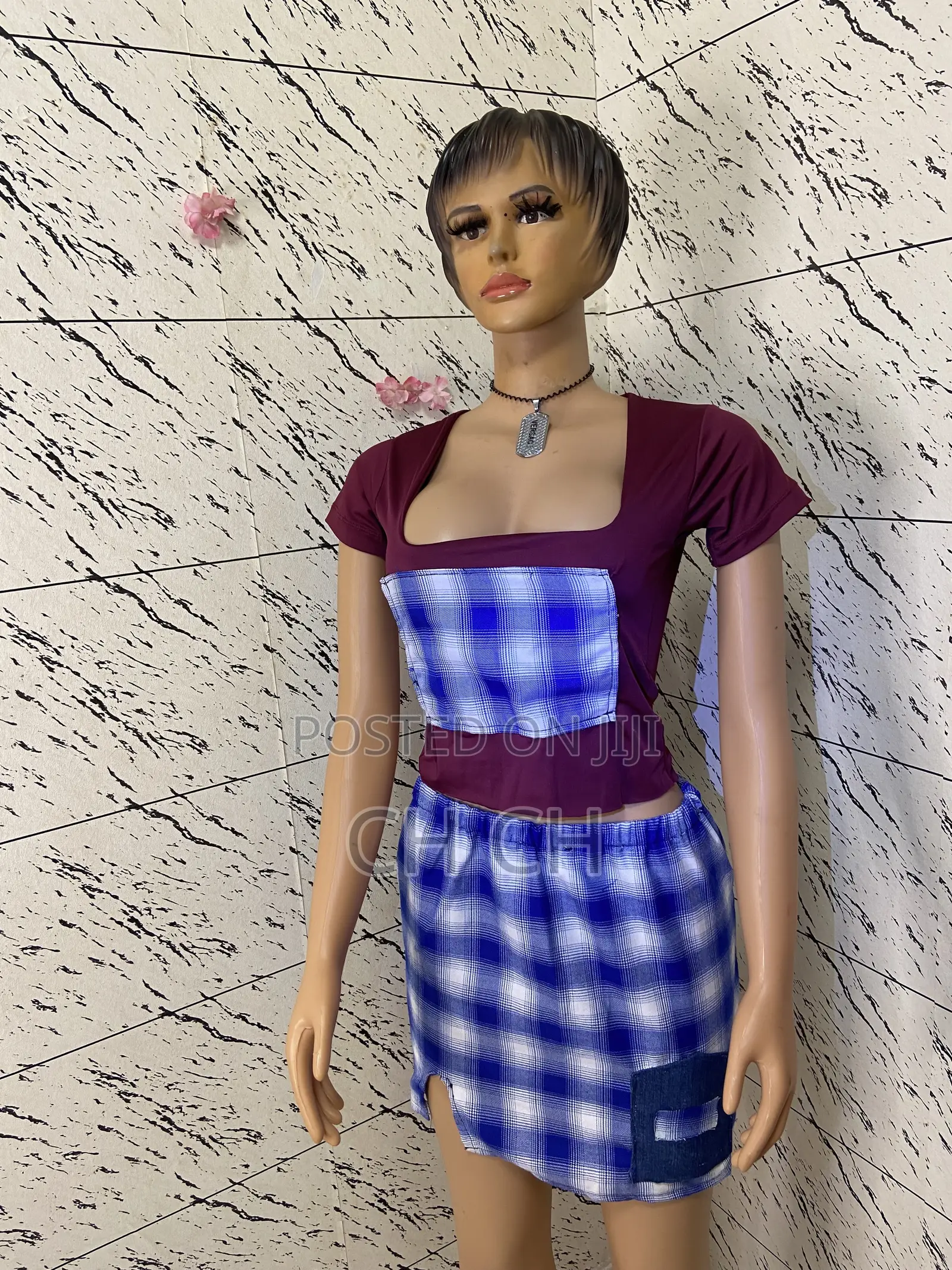 Flatted Crop Top and a Matching Mini Skirt in Small Size