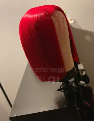 New Red Human Hair Bob Wig With a Kim K Closure