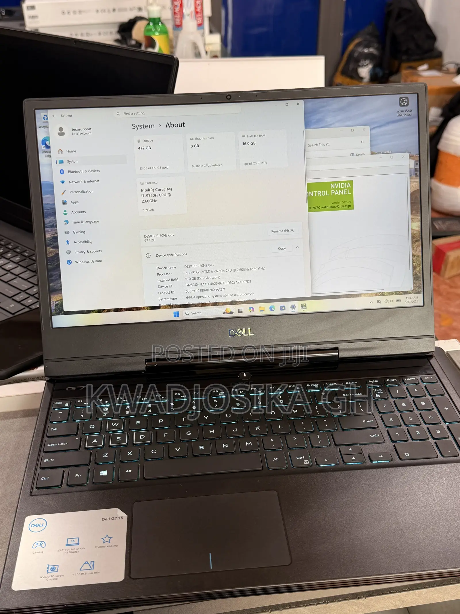 Laptop Dell G7 15 7590 16GB Intel Core i7 SSD 512GB