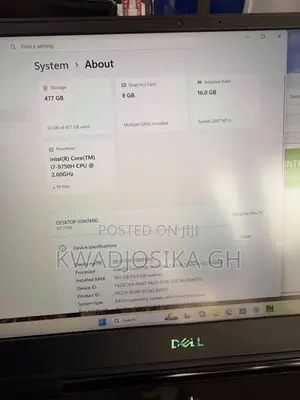 Laptop Dell G7 15 7590 16GB Intel Core i7 SSD 512GB
