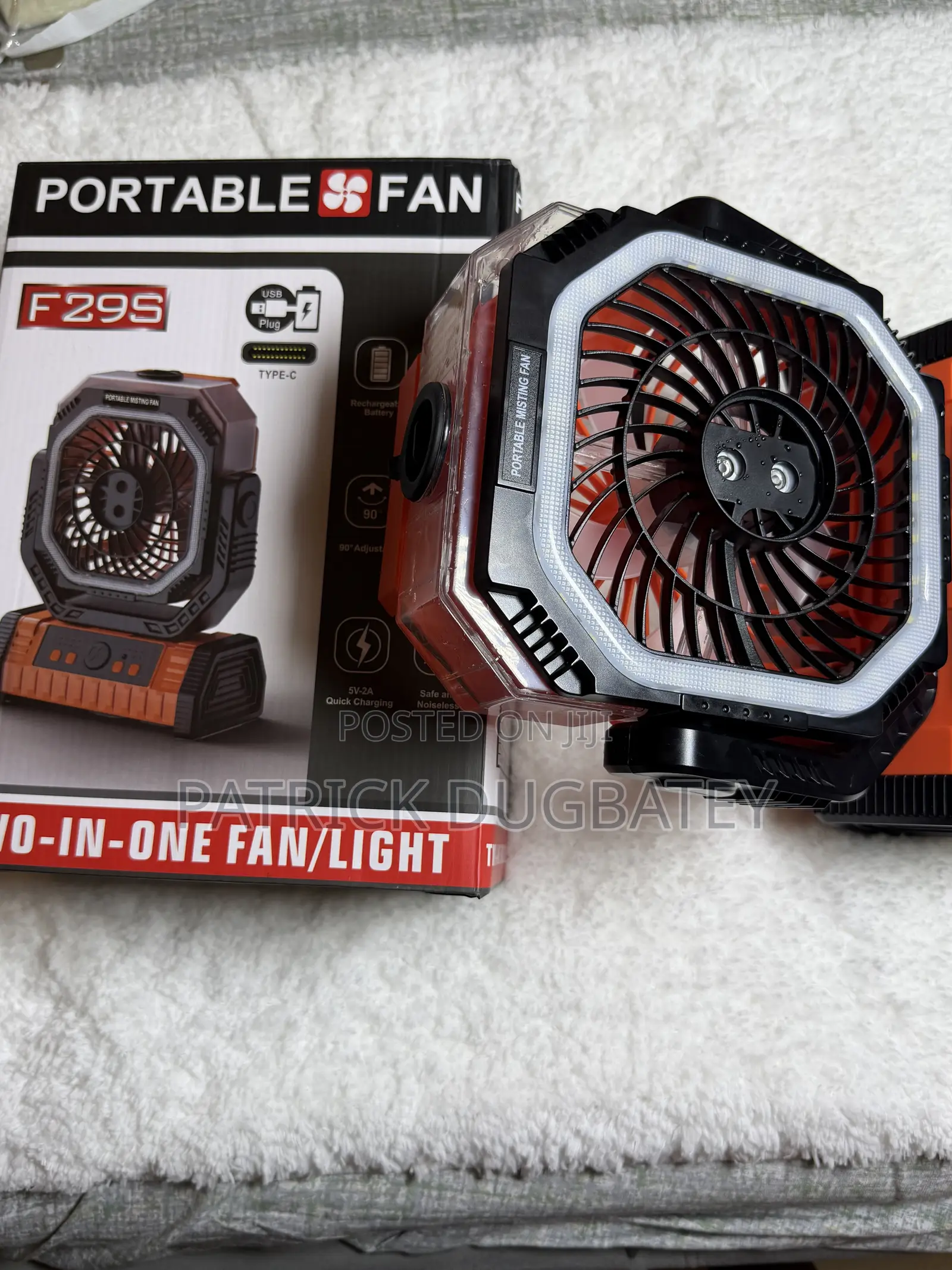 Portable Fan , Two in One Fan/Light ,(Chargeable )