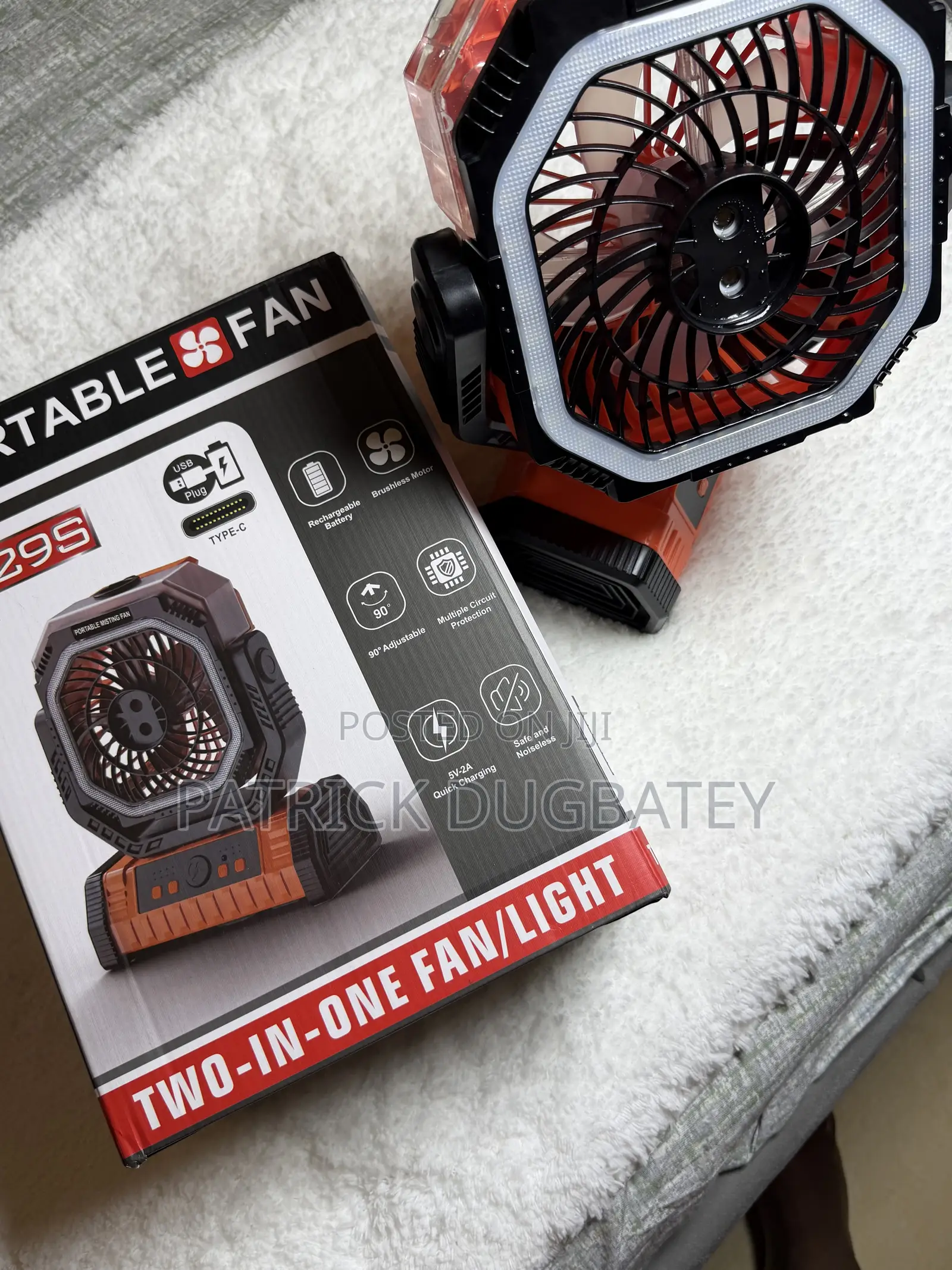 Portable Fan , Two in One Fan/Light ,(Chargeable )