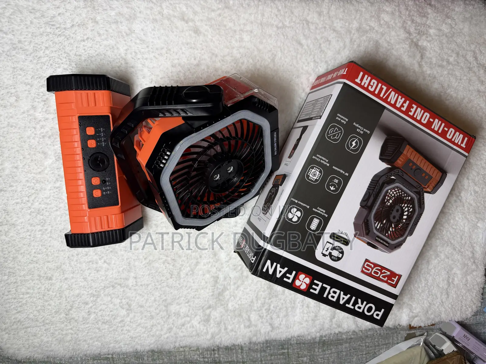 Portable Fan , Two in One Fan/Light ,(Chargeable )