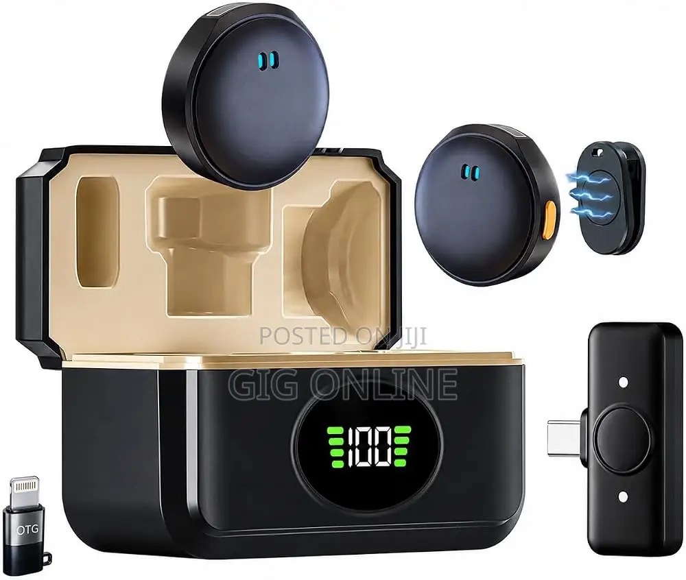 Dual Wireless Lapel Mic With Digital LED Case