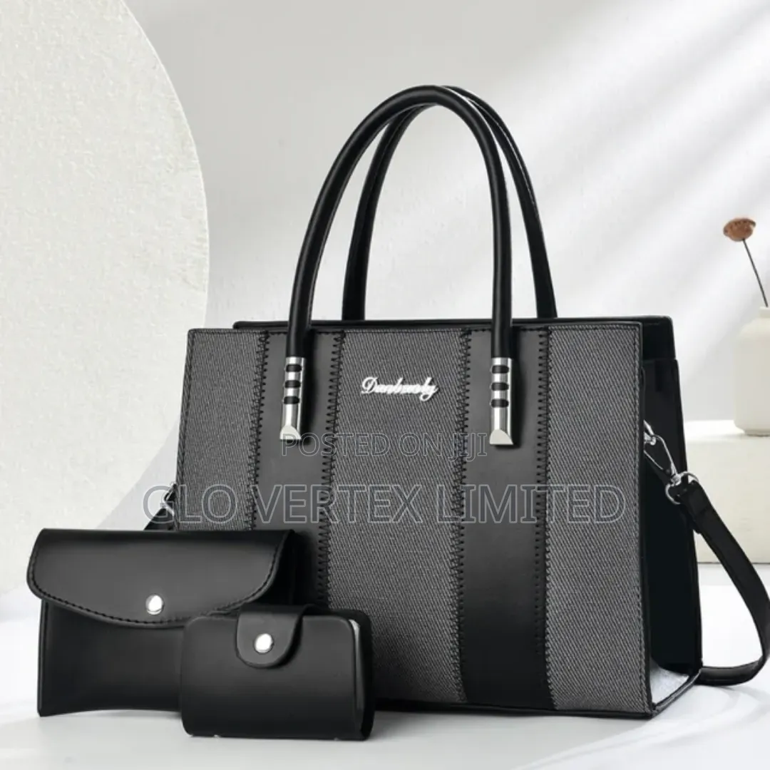 Women's 3-Piece PU Leather Handbag Set – Tote, Shoulder Purse