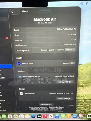Laptop Apple MacBook Air 2025 M4 16GB Apple M4 HDD 256GB