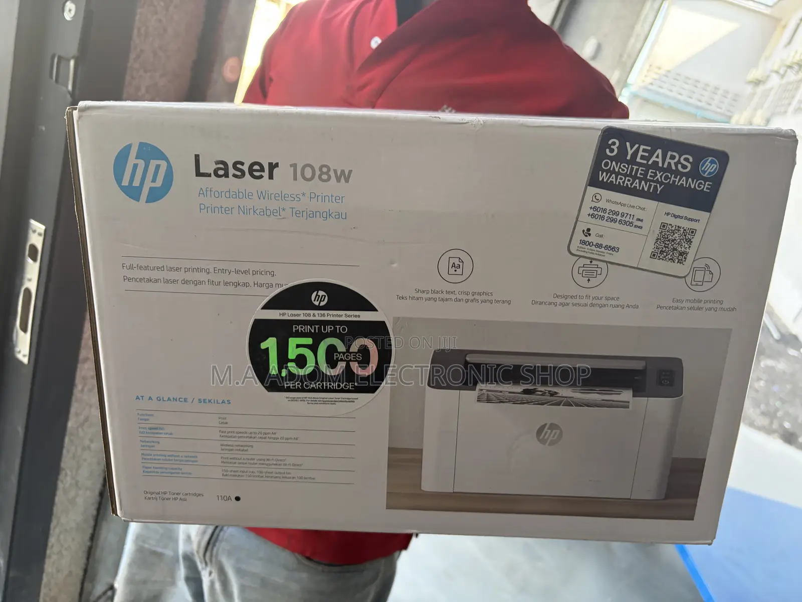 HP 108w Laser Jet Printer With Wi-Fi Print Only Function