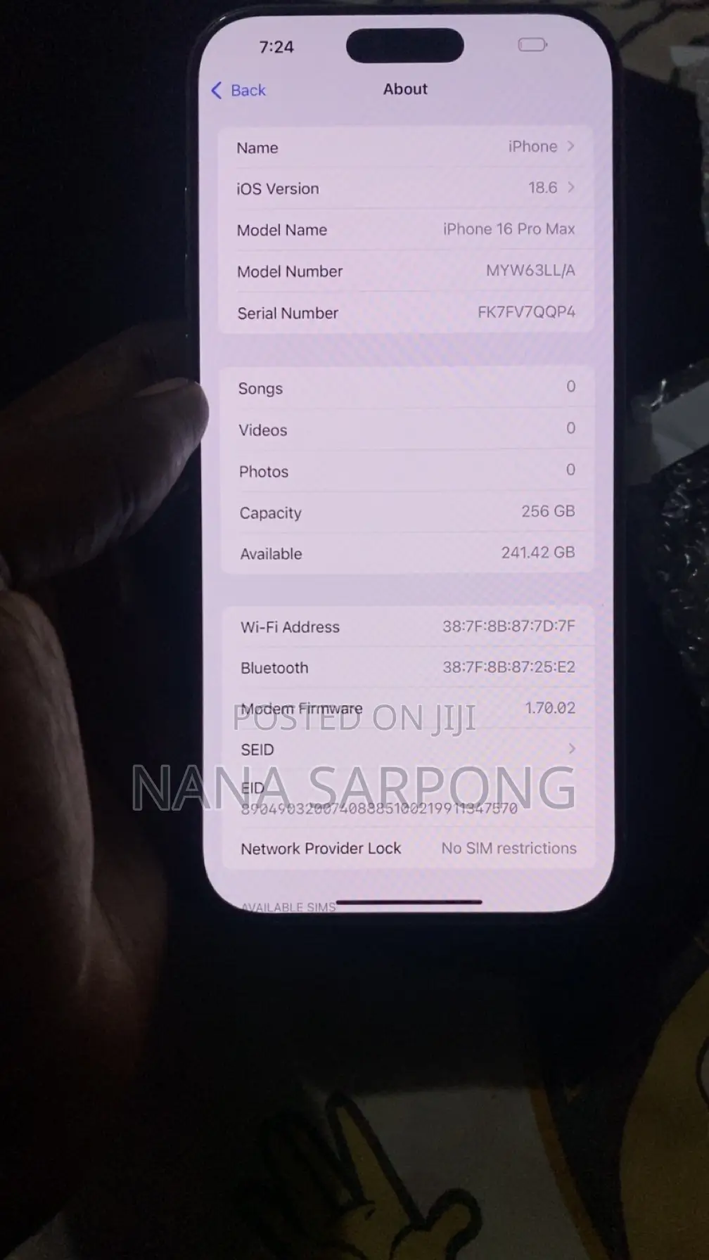 New Apple iPhone 16 Pro Max 256 GB Silver