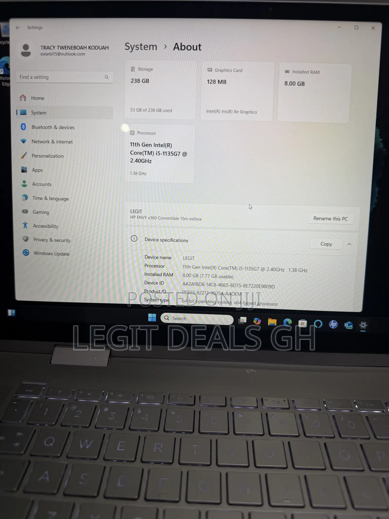 Laptop HP Envy 15 8GB Intel Core i5 SSD 256GB