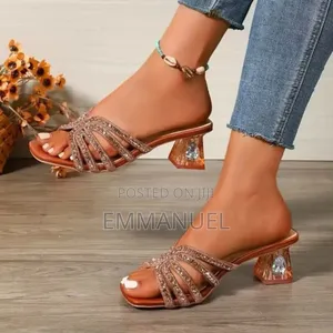 Premium Quality Ladies Chunky Heel Buckle Slippers