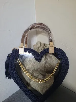 Navy Heart Crochet Bag