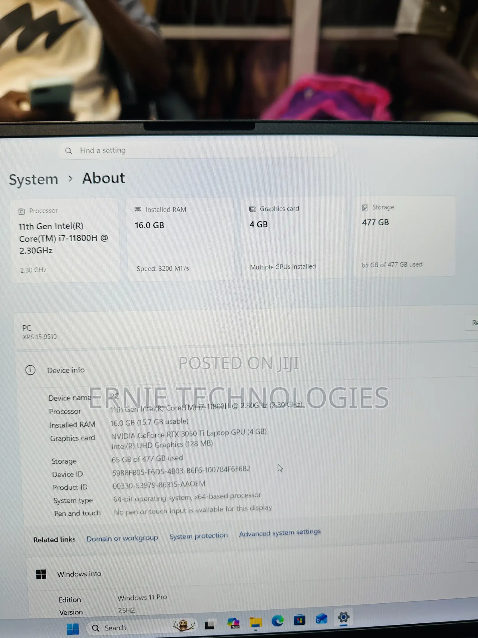 Laptop Dell XPS 15 9510 16GB Intel Core i7 SSD 512GB