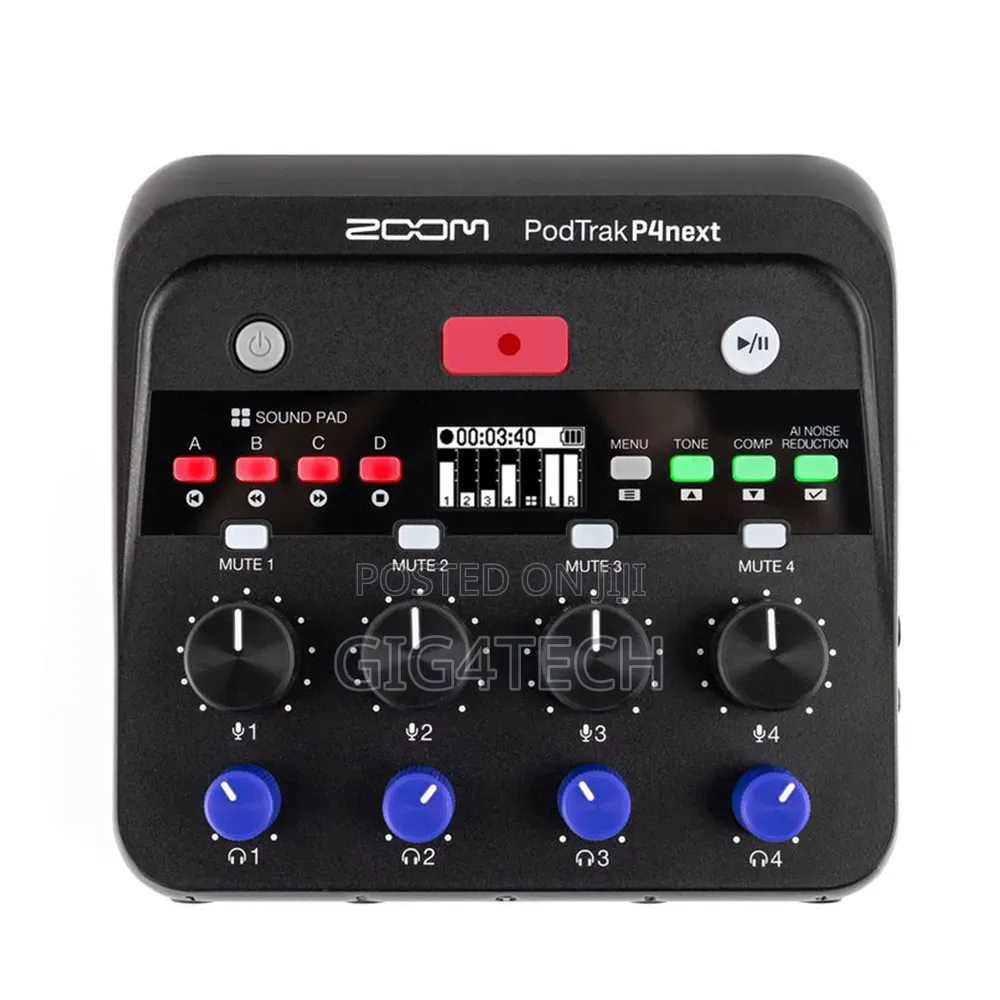 Zoom PodTrak P4next Podcast Recorder With 4 Input + AI Noise Reduction