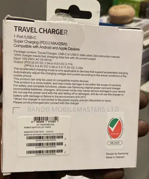 Samsung 25W 45W USB-C PD Fast Charger Adapter With USB-C Cable