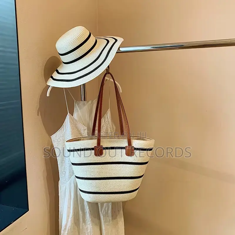 Straw Woven Wide Brim Sun Hat Bag Set