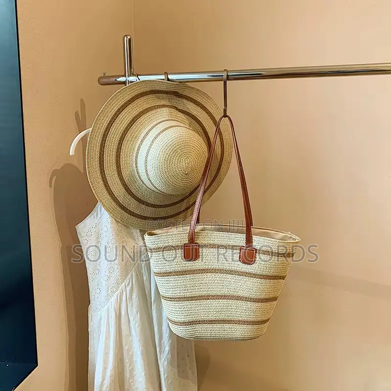 Straw Woven Wide Brim Sun Hat Bag Set