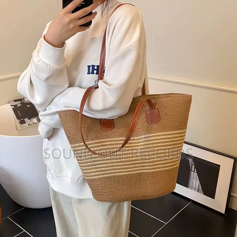 Straw Woven Wide Brim Sun Hat Bag Set
