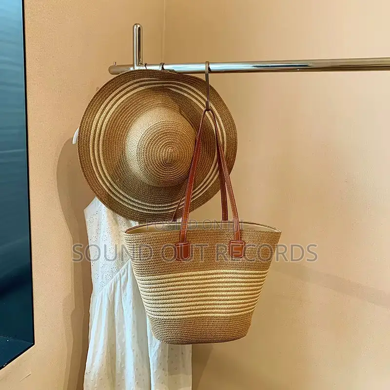 Straw Woven Wide Brim Sun Hat Bag Set