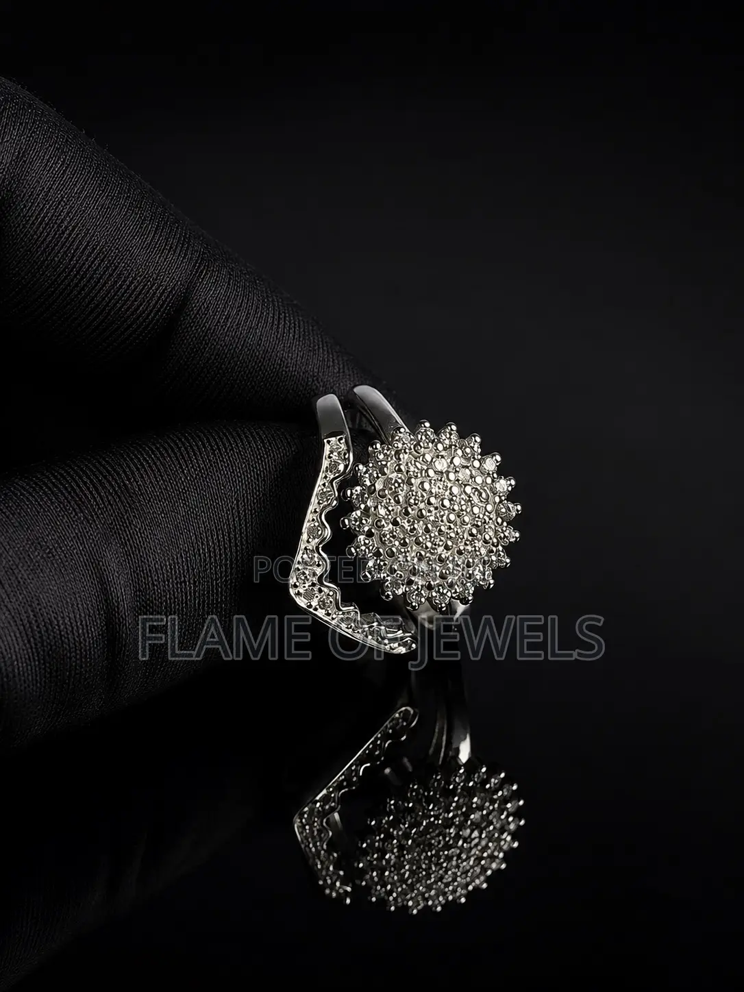 Sunflower Pave Pure Silver Ring