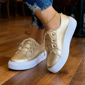 Gold and White Casual Sneakers - Women