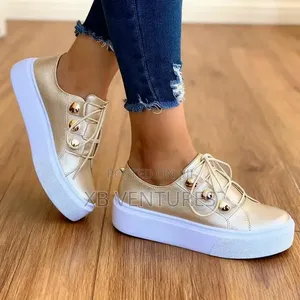 Gold and White Casual Sneakers - Women