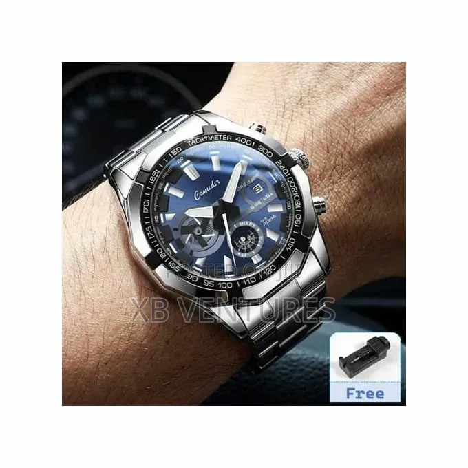Waterproof Luminous Calendar Watch-Silver Blue