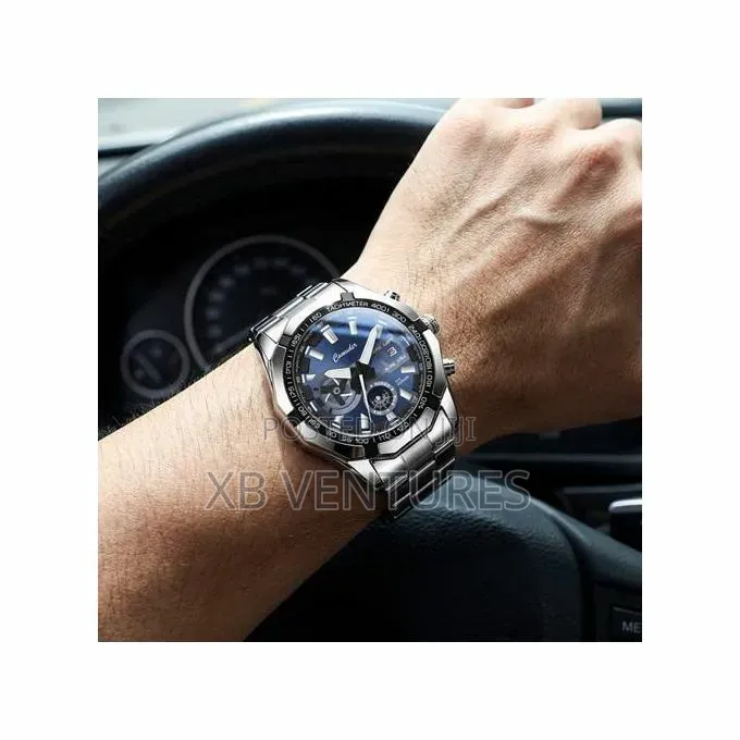 Waterproof Luminous Calendar Watch-Silver Blue