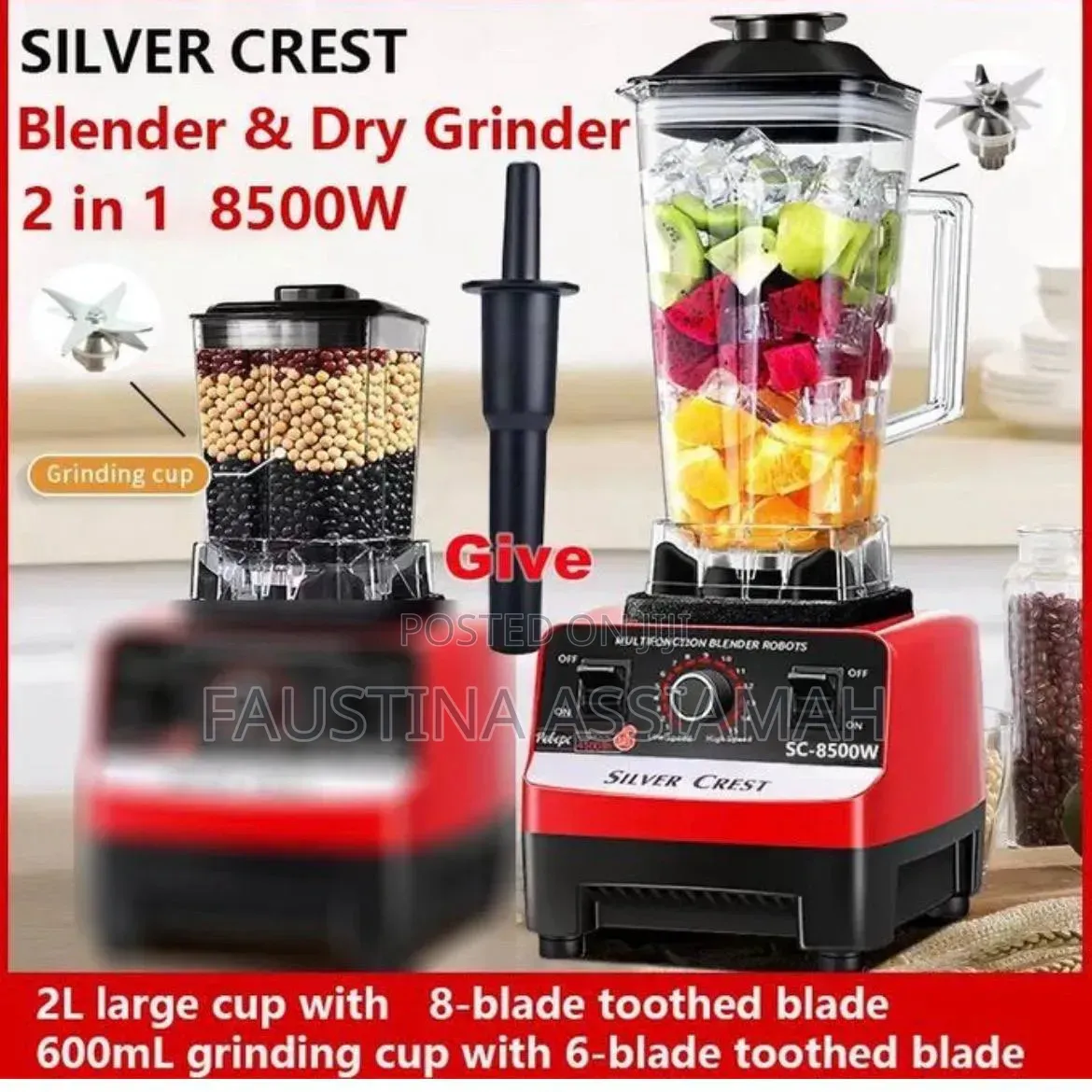 Silver Crest Blender 2in1 8500w