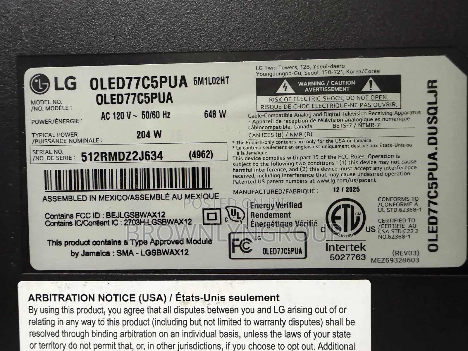LG 77-Inch OLED Evo Ai C5 Smart TV - 2025