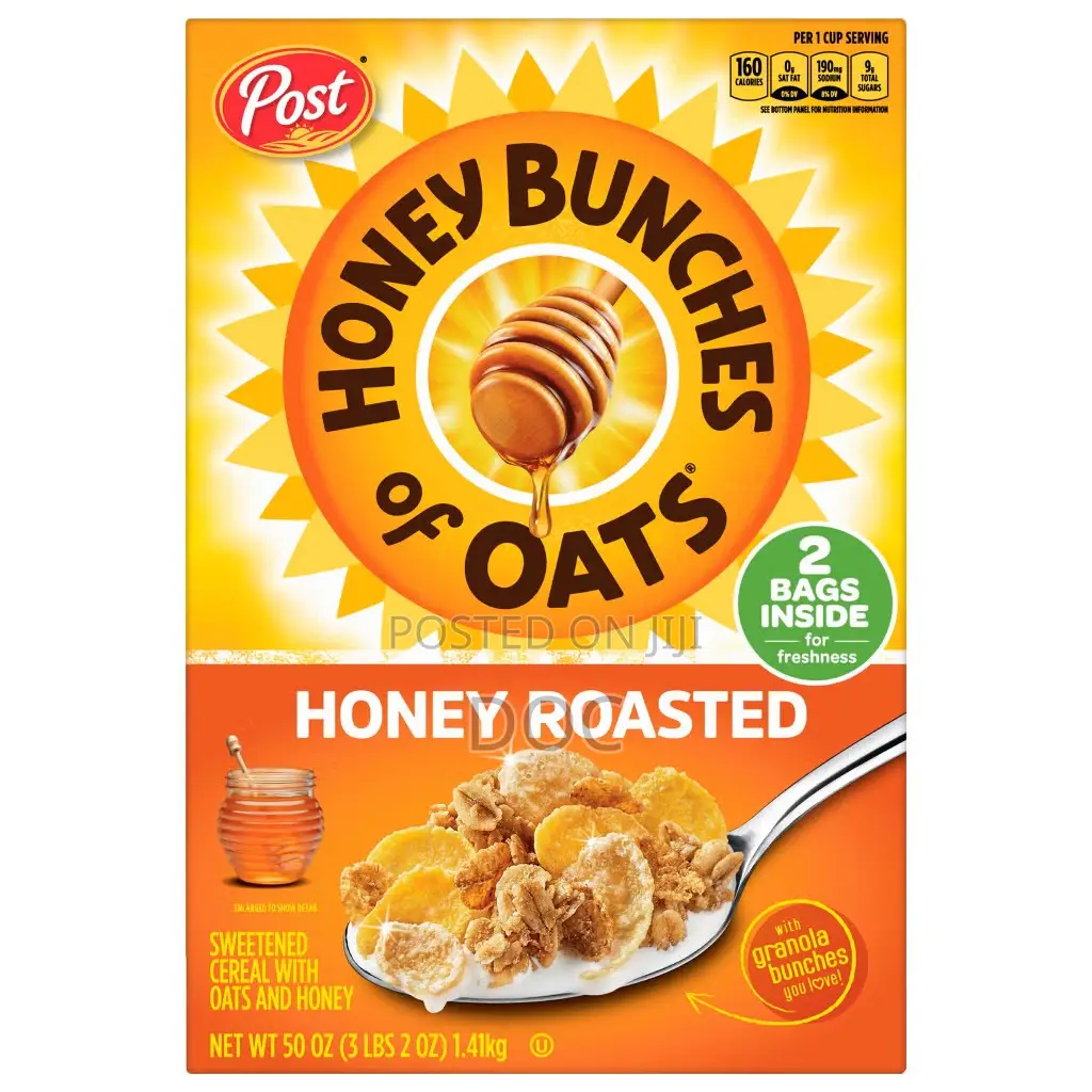 Post Honey Bunches of Oats Cereal, Honey Roasted, 25 Oz, 2-Count