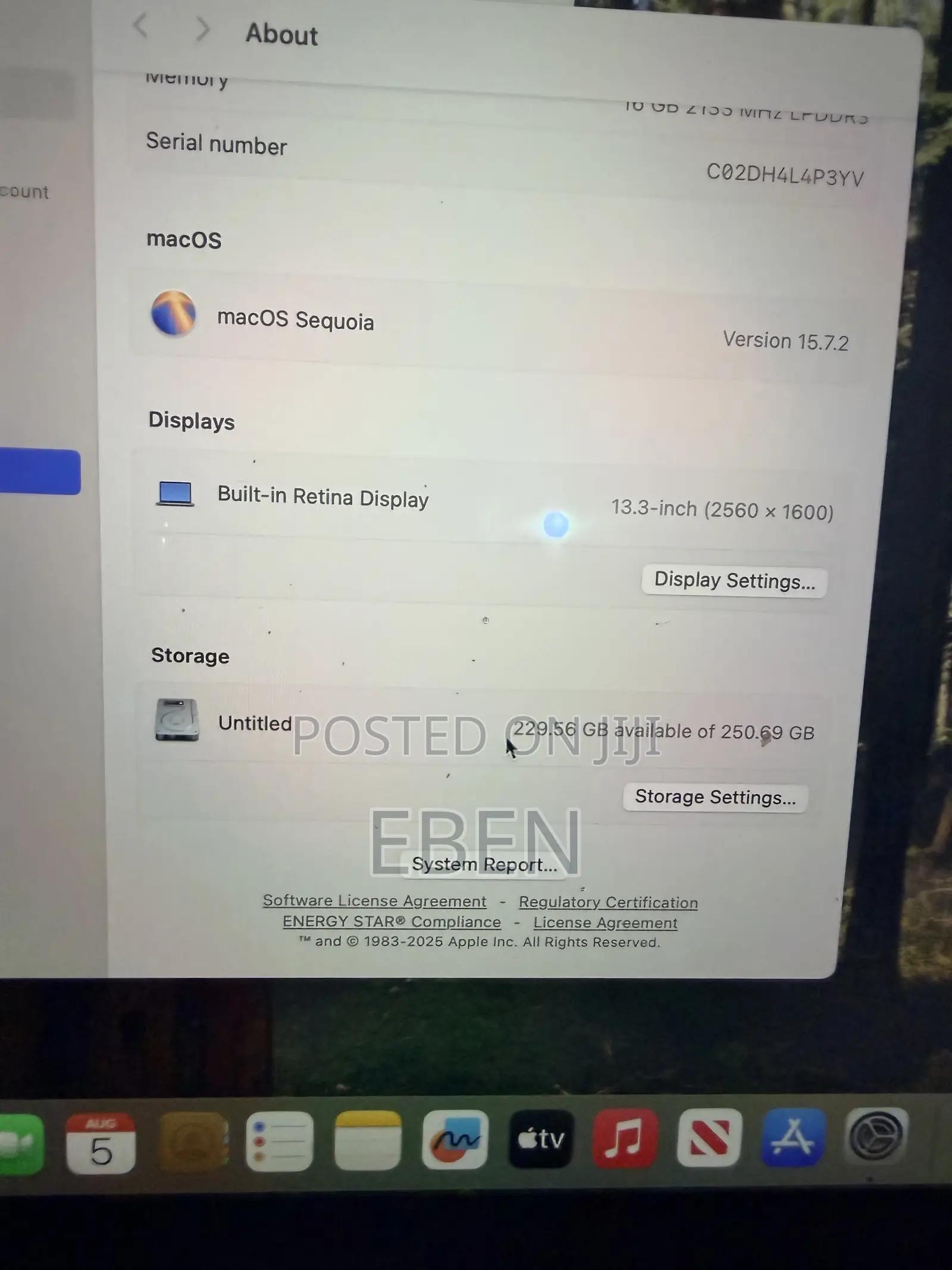 Laptop Apple MacBook Pro 2020 16GB Intel Core i5 SSD 256GB