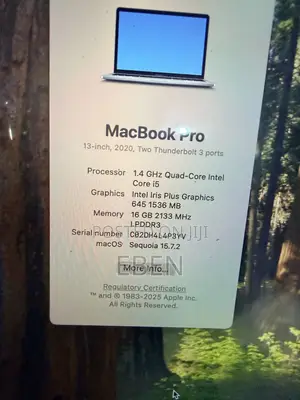 Laptop Apple MacBook Pro 2020 16GB Intel Core i5 SSD 256GB